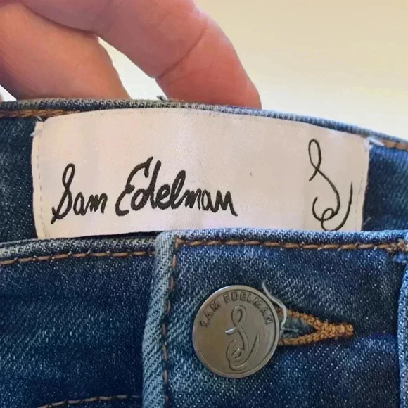 Sam Edelman High Rise Skinny Ankle  Jean w 2 Faux Crystals Panel On Each Leg - Picture 4 of 9